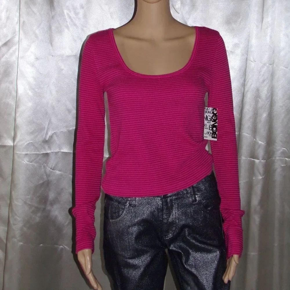 Bongo Pink Stripped Thermal Top sz.L NWT